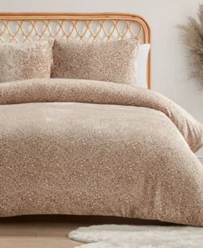 Jessica Simpson Plush Leopard Comforter Sets In Blush Pink