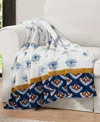 Jessica Simpson Plush Ultra Soft Throw, 50" X 70" In Celeste White,navy