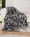 Jessica Simpson Plush Ultra Soft Throw, 50" X 70" In Wildflower Park Black