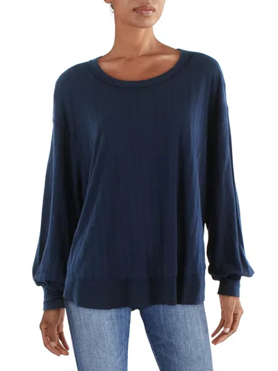 Jessica Simpson Poppy Womens Ribbed Knit Pullover Sweater In Blue