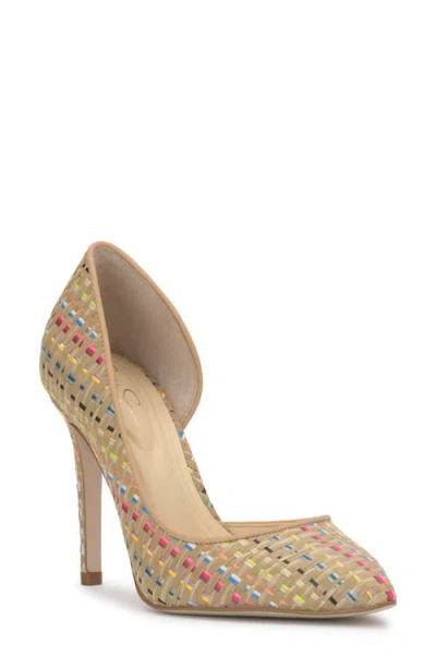Jessica Simpson Prizma Half D'orsay Pointed Toe Pump In Natural/praline