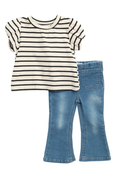 Jessica Simpson Babies' Puff Sleeve Top & Flare Pants Set In Crystal Blue