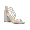 Jessica Simpson Rasima Strappy Women's White Glitter Block Heel Sandal Gal1784 In White