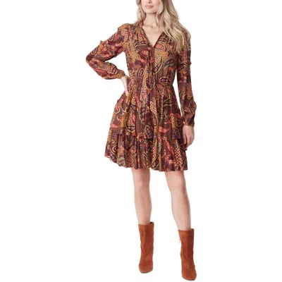 Jessica Simpson Reina Womens Floral Tiered Mini Dress In Multi