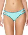 Jessica Simpson Reversible Hipster Bikini Bottom In Black And Seafoam In Multi