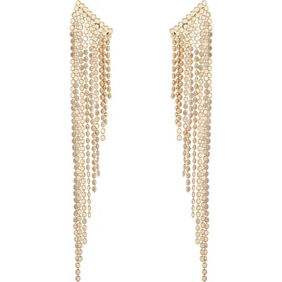 Jessica Simpson Rhinestone Fringe Drop Earrings In Gold