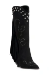 Jessica Simpson Rosera Pointed Toe Western Boot In Black Suede