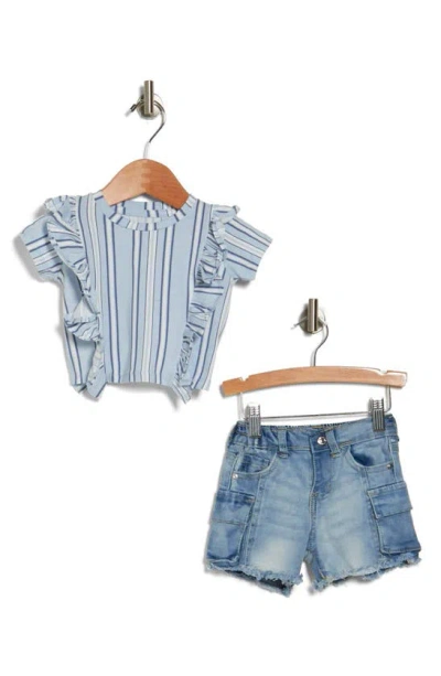 Jessica Simpson Babies'  Ruffle Top & Cargo Shorts In Blue