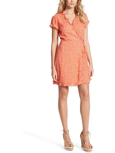 Jessica Simpson Sade Womens Printed Mini Wrap Dress In Multi