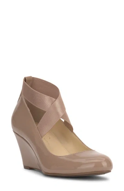 Jessica Simpson Saedra Ankle Strap Wedge Pump In Chai Latte