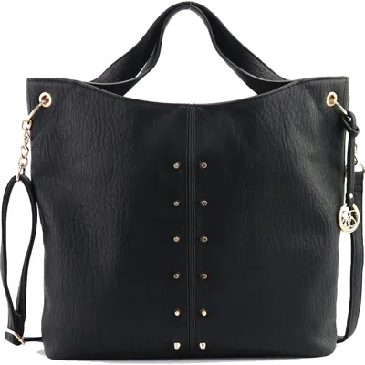 Jessica Simpson Samantha Womens Faux Leather Studded Tote Handbag In Black
