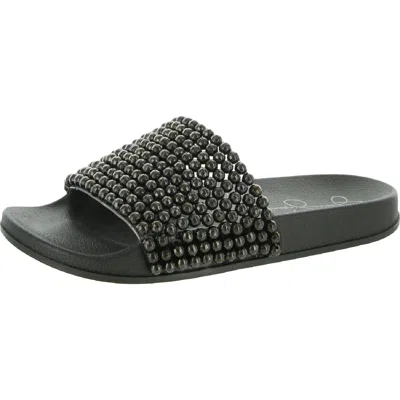 Jessica Simpson Saycie Womens Beaded Pool Slides In Black