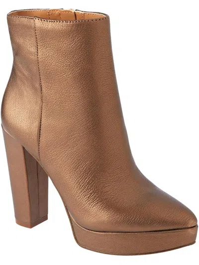 Jessica Simpson Selmie Womens Side Zip Almond Toe Ankle Boots In Gold