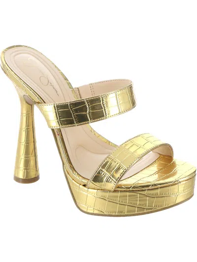 Jessica Simpson Sempira Womens Metallic Slip On Heels In Gold