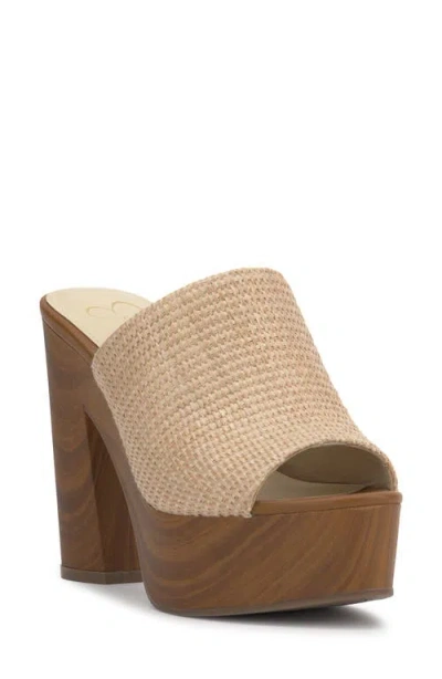 Jessica Simpson Shelbie Platform Slide Sandal In Natural Raffia