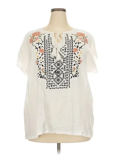 Pre-owned Jessica Simpson Short Sleeve Blouse In White