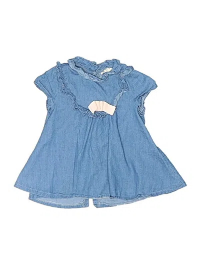 Pre-owned Jessica Simpson Kids' Short Sleeve Top Blue Ruffles Neckline Tops