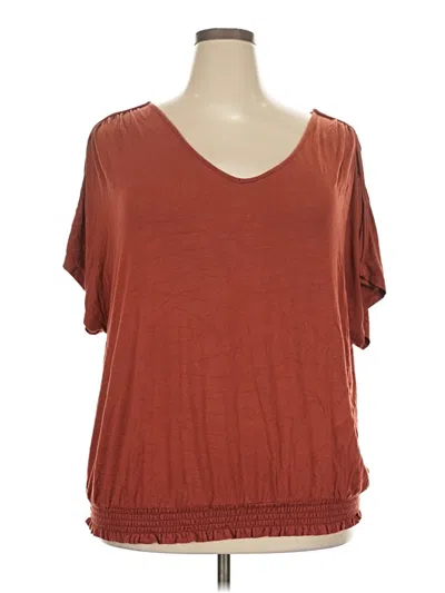 Pre-owned Jessica Simpson Short Sleeve Top Brown Scoop Neck Tops