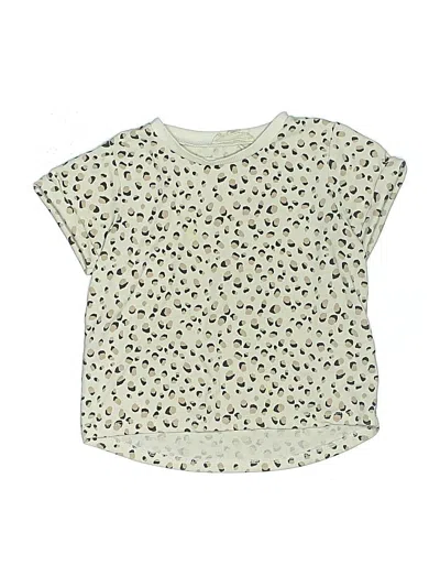 Pre-owned Jessica Simpson Kids' Short Sleeve Top Ivory Stars Pattern Crew Neck Tops In White
