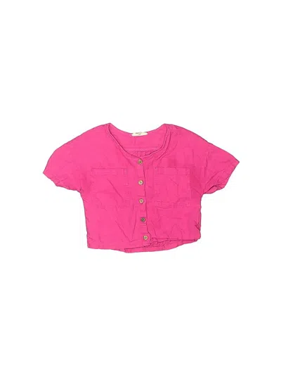Pre-owned Jessica Simpson Kids' Short Sleeve Top Pink Sweetheart Neckline Tops