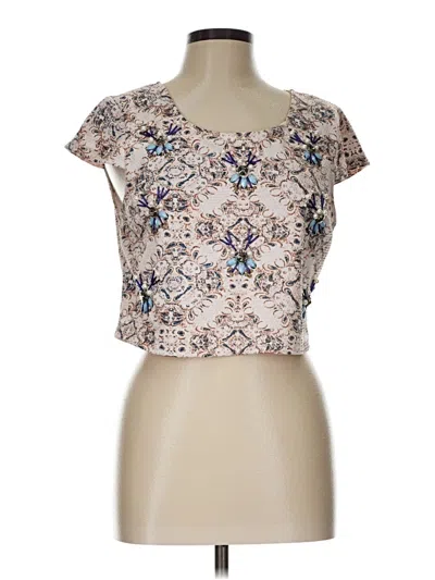 Pre-owned Jessica Simpson Short Sleeve Top Tan Sweetheart Neckline Tops