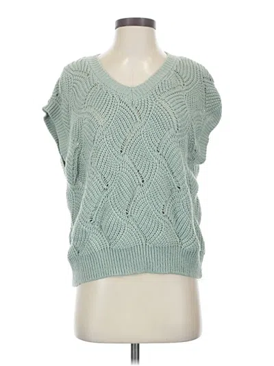 Pre-owned Jessica Simpson Short Sleeve Top Teal V Neck Tops In Blue