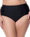 Jessica Simpson Plus Size High Waisted Bikini Bottom In Black In Black