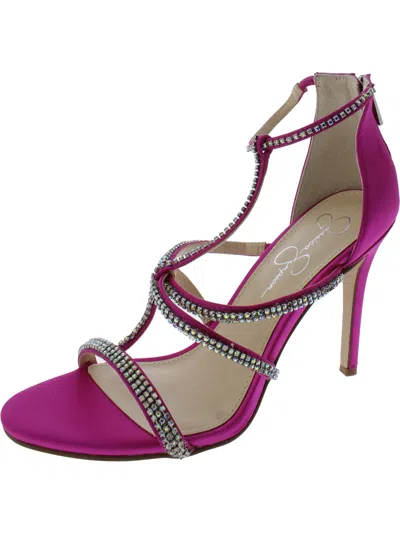 Jessica Simpson Sidra Womens Rhinestone Stiletto Heels In Pink