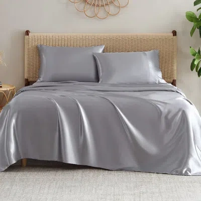 Jessica Simpson Silky Satin Sheet Sets In Harbor Mist Gray
