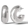 Jessica Simpson Silver Chunky Hoop Earrings In Metallic