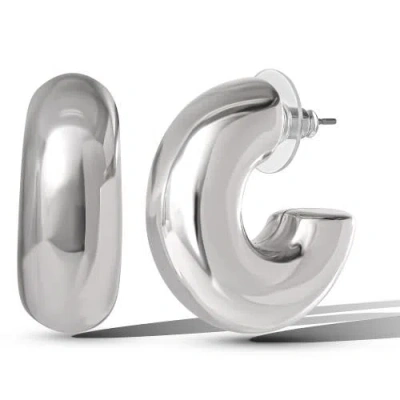 Jessica Simpson Silver Chunky Hoop Earrings