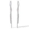 Jessica Simpson Silver Linear Crystal Drop Earrings In Silver