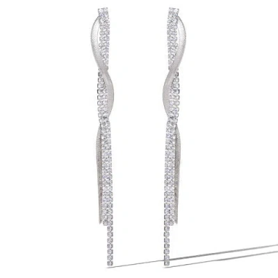 Jessica Simpson Silver Linear Crystal Drop Earrings