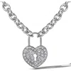 Jessica Simpson Silver-tone Pave Crystal Heart Lock Necklace In Metallic