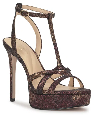 Jessica Simpson Sippete Platform T-strap Dress Sandals In Burgundy