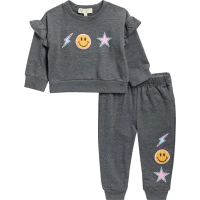 Jessica Simpson Babies'  Smiley French Terry Sweatshirt & Joggers Set In Gray