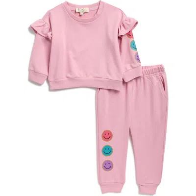 Jessica Simpson Babies'  Smiley French Terry Sweatshirt & Joggers Set In Pink
