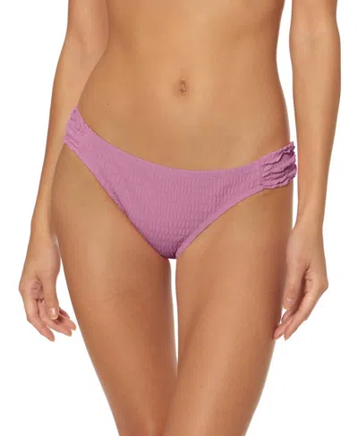 Jessica Simpson Smocked Hipster Bikini Bottoms In Rose Dust In Pink