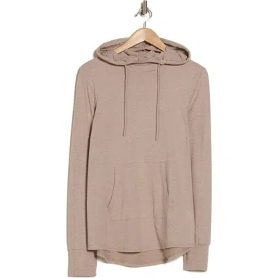 Jessica Simpson Soft Jersey Hooded Tunic Top In Heather Taupe