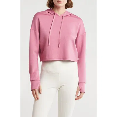 Jessica Simpson Soft Luxe Crop Hoodie In Heather Rose