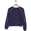 Jessica Simpson Softsculpt Contrast Piped Sweatshirt In Blue