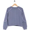 Jessica Simpson Softsculpt Contrast Piped Sweatshirt In Blue