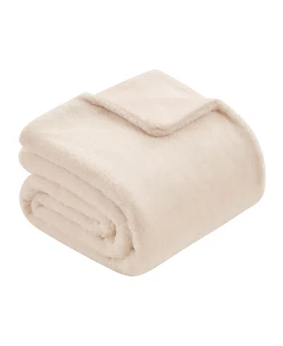 Jessica Simpson Solid Faux Fur Plush Throw, 50" X 70" In Brown