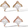 Jessica Simpson Square-cut Crystal Stud Earrings Set In Metallic