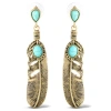 Jessica Simpson Stone Feather Drop Earrings In Gold