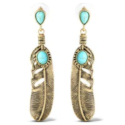 Jessica Simpson Stone Feather Drop Earrings