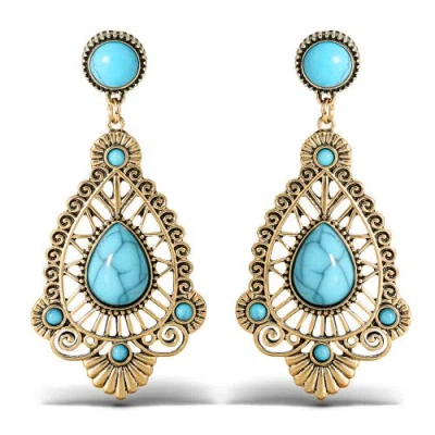Jessica Simpson Stone Filigree Earrings In Gold