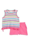 Jessica Simpson Knit Tank & Gauze Shorts Set In Pink