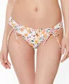 Jessica Simpson Summer Dreaming Ruched Hipster Bikini Bottom In White And Pink Combo In Multi