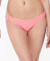 Jessica Simpson Sweet Tooth Solids Bikini Bottom Women Pink Shirred Jdm796 In Pink